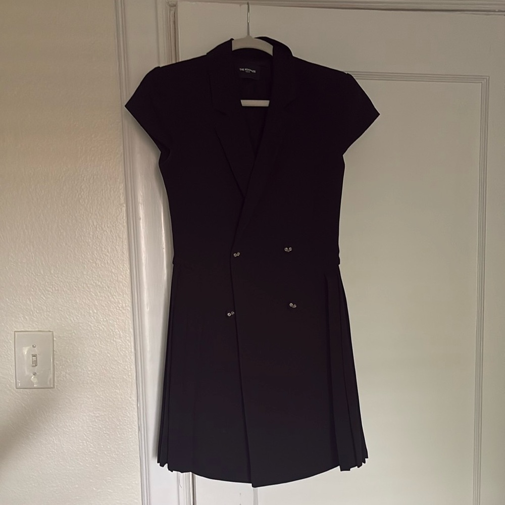 The Kooples Black Sheath Dress with Notched Collar